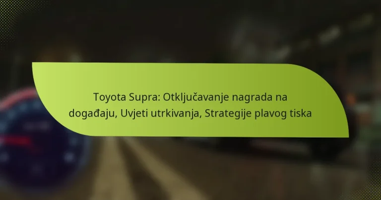 Toyota Supra: Otključavanje nagrada na događaju, Uvjeti utrkivanja, Strategije plavog tiska