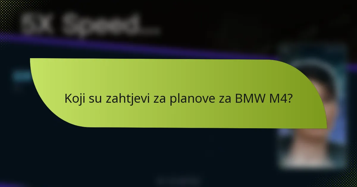 Koji su zahtjevi za planove za BMW M4?